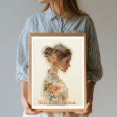 Romantic Floral Woman Silhouette Custom Quote ポスター