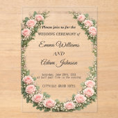 Romantic Floral Wreath Wedding Invitation アクリル招待状 (正面)