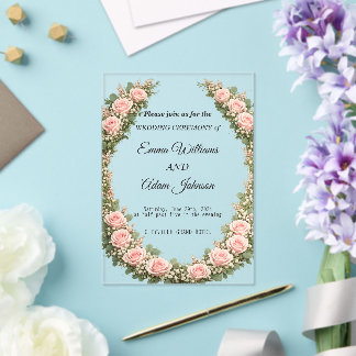 Romantic Floral Wreath Wedding Invitation アクリル招待状