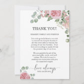 Romantic Floral Wreath Wedding Photo サンキューカード (裏面)