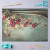 Romantic Florals & Drape, Crimson & Sage Green 薄葉紙 (クラフト)