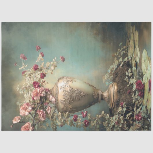 Romantic Florals, Sage Green Baroque Vase 薄葉紙 (正面)