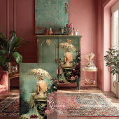 Romantic Florals Sage Green Lady & a Parasol Art 薄葉紙