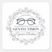 Romantic Flowers and Reading Glasses Artwork スクエアシール (正面)