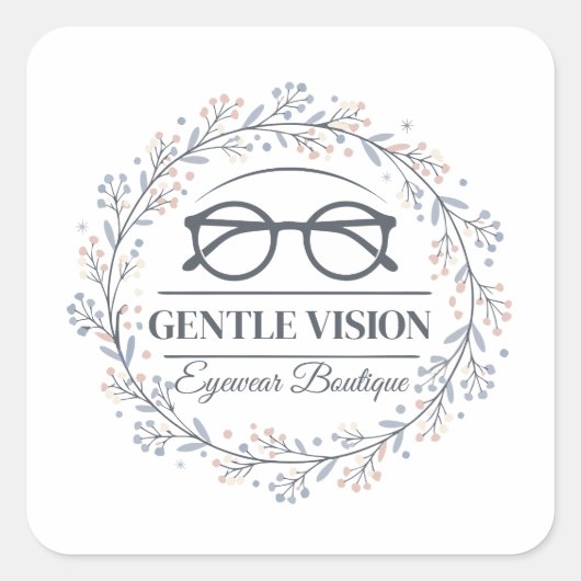 Romantic Flowers and Reading Glasses Artwork スクエアシール (正面)