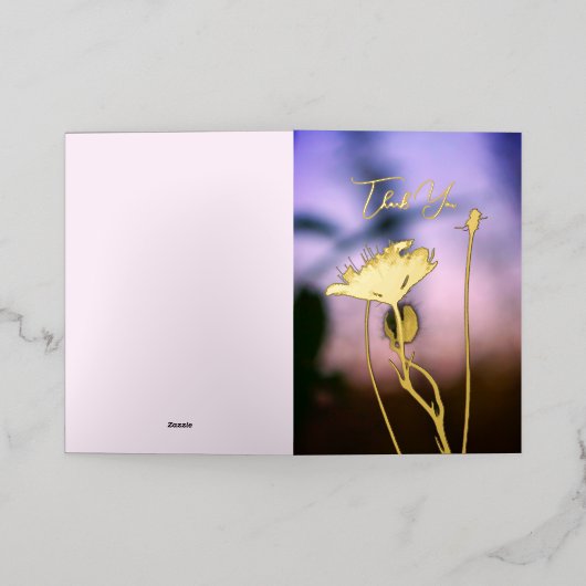 Romantic Flowers Boho – Botanical Fantasy Thanks 箔シーズンカード (外側レイダウン)