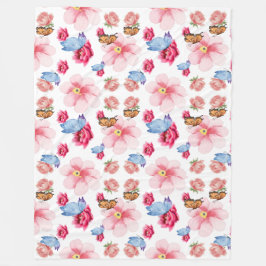 Romantic flowers in English cottage garden フリースブランケット