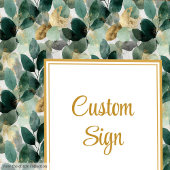 Romantic Forest Green Gold Leaves Wedding Custom  ポスター