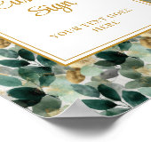Romantic Forest Green Gold Leaves Wedding Custom  ポスター (角)
