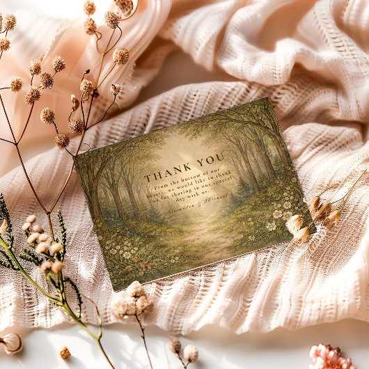 Romantic Forest Path Wedding サンキューカード