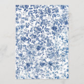 Romantic French Blue Toile Garden Frame Wedding 招待状 (裏面)