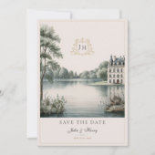 Romantic French Château Monogram Wedding セーブザデート (正面)