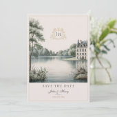 Romantic French Château Monogram Wedding セーブザデート (スタンド正面)