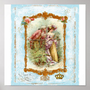 Romantic French Couple Regency Style Print ポスター