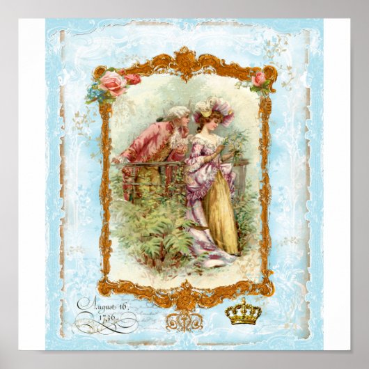 Romantic French Couple Regency Style Print ポスター (正面)