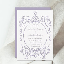 Romantic French Frame Lavender Wedding 招待状