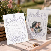 Romantic French Frame Lavender Wedding Photo 招待状
