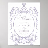 Romantic French Frame Lavender Wedding Welcome ポスター (正面)