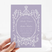 Romantic French Frame Purple Wedding Invitation 招待状