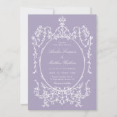 Romantic French Frame Purple Wedding Invitation 招待状 (正面)