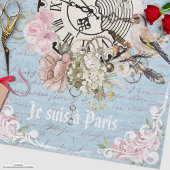 Romantic French grunge blue floral Ephemera Chic 薄葉紙