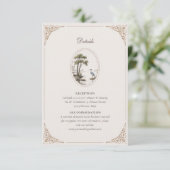 Romantic French Heron Oval Frame Wedding エンクロージャーカード (スタンド正面)