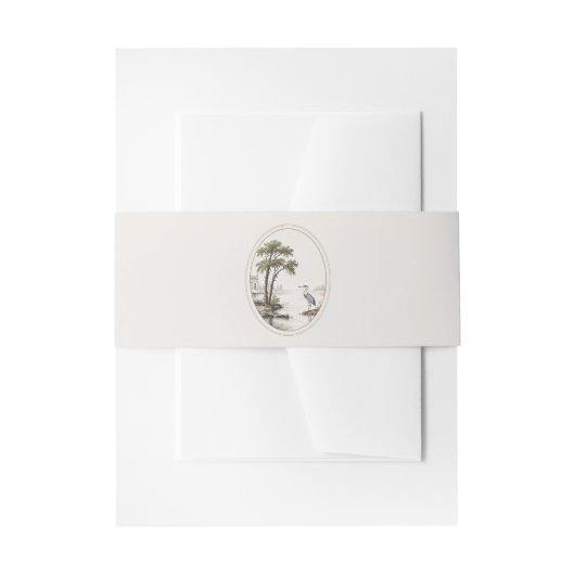 Romantic French Heron Oval Frame Wedding 招待状ベリーバンド (正面例)