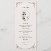 Romantic French Heron Oval Frame Wedding Menu Card メニュー (正面)