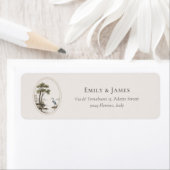 Romantic French Heron Wedding Return Address Label ラベル (インサイチュ)