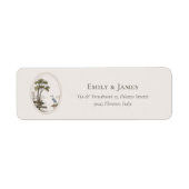 Romantic French Heron Wedding Return Address Label ラベル (正面)