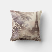 Romantic French Lavender, Eifel & Pearls Decoupage クッション (正面)