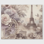 Romantic French Lavender, Eifel & Pearls Decoupage ラッピングペーパー (フラット)