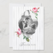 Romantic French Rose Botanical Photo Wedding サンキューカード (正面)