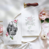 Romantic French Rose Botanical Photo Wedding サンキューカード
