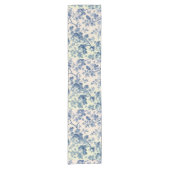  Romantic French toile de Jouy Powder Blue Floral  ショートテーブルランナー (正面)