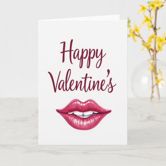 Romantic Fuchsia Lips Card カード (黄色い花)