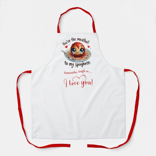 Romantic Funny Food Valentine Apron Personalized エプロン (正面)