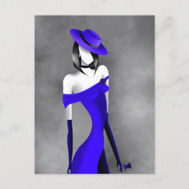 Romantic Gangster Lady with Rose Postcard ポストカード