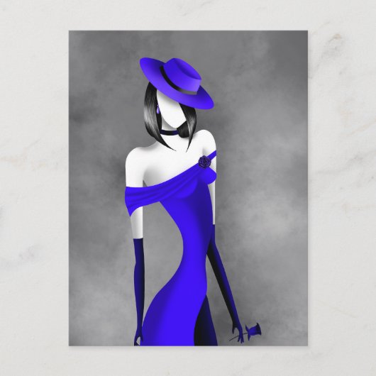 Romantic Gangster Lady with Rose Postcard ポストカード (正面)