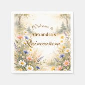 Romantic Garden Bloom Quinceañera スタンダードカクテルナプキン (正面)