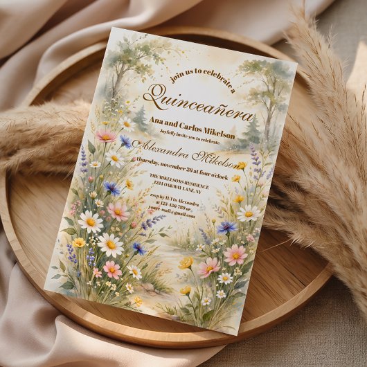 Romantic Garden Bloom Quinceañera 招待状