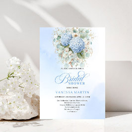 Romantic Garden Blue Floral Bridal Shower Invite 招待状