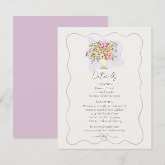 Romantic Garden Floral Wedding  エンクロージャーカード (正面/裏面)