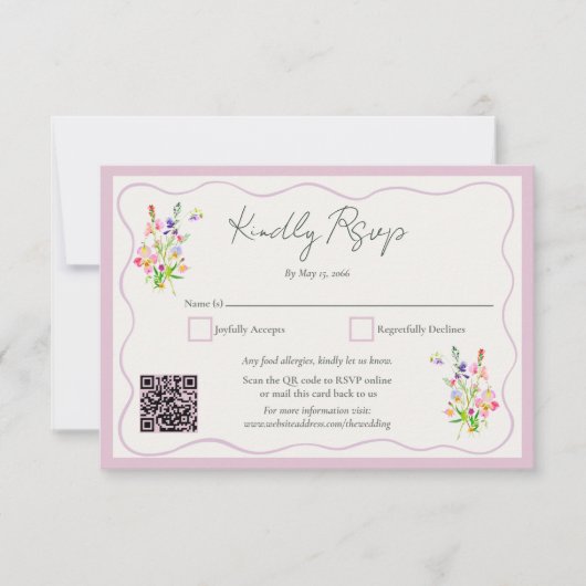 Romantic Garden Floral Wedding  出欠カード (正面)