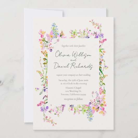 Romantic Garden Floral Wedding  招待状 (正面)