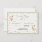 Romantic Garden Green Floral Wedding  出欠カード (正面)
