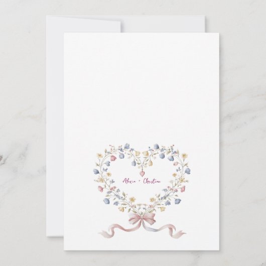 Romantic Garden Heart Wedding invitation 招待状 (裏面)