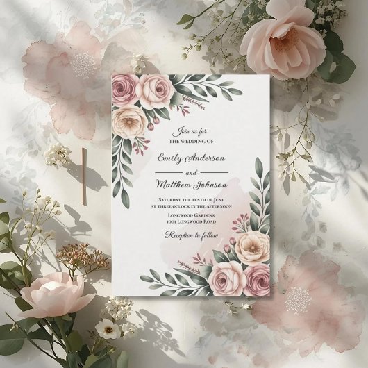 Romantic Garden Rose Wedding Invitation 招待状