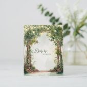 Romantic Garden String Lights QR Code Wedding  出欠カード (スタンド正面)