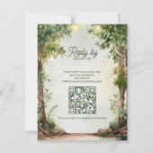 Romantic Garden String Lights QR Code Wedding  出欠カード (裏面)